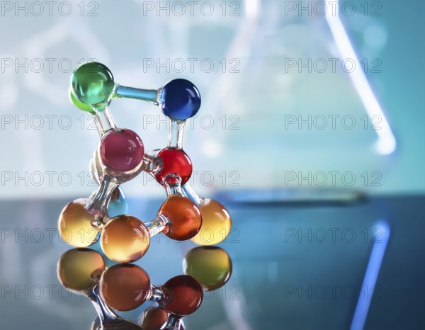 Visual representation of a molecular structure showcasing chemical bonds and atoms, ideal for scientific and educational purposes, emphasizing molecular biology and chemistry insights on a blue background, AI generated