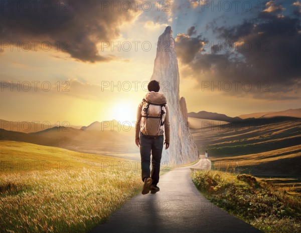 Concept Spirituality, Afterlife, Light Energy, Transcendence, Reality. Soul transcends through light portal exploring afterlife and spirituality, AI generated