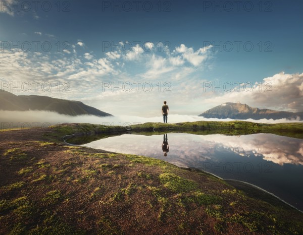A solitary person, evoking feelings of solitude, introspection, and natural beauty, AI generated