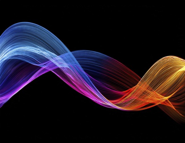 A dynamic graphic with colorful lines that swirl. Design element for technology, science, music or modern concept, AI generated