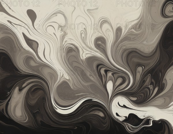 Abstract Marble Waves Acrylic Background. Abstract fluid art with swirling colors and bubbles, creating a dynamic effect, vibrant colors, AI generated