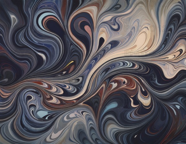 Abstract Marble Waves Acrylic Background. Abstract fluid art with swirling colors and bubbles, creating a dynamic effect, vibrant colors, AI generated
