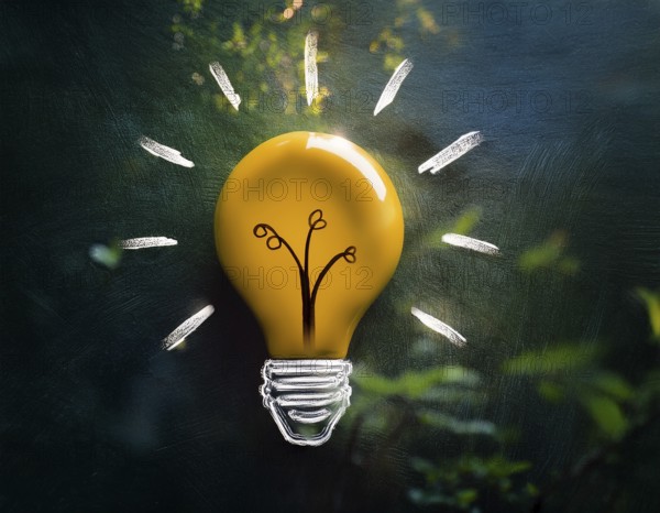 Light bulb with industry network, mind, analysis solution . Creative concept with a light bulb, AI generated