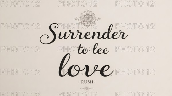 Surrender to love lettering positive quote, motivation and inspiration phrase, AI generated