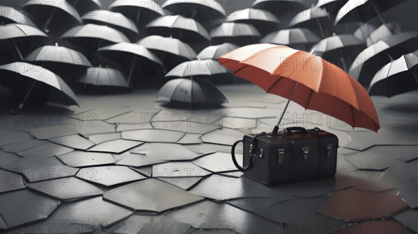 Celebrate resilience with umbrella art, a symbolic poster reflecting safety, courage, and protection in life, AI generated