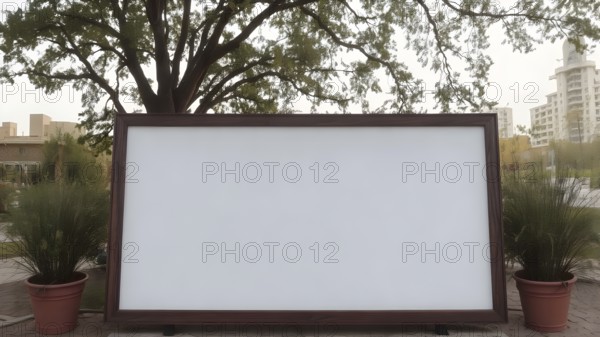 Modern blank framed white board poster designed as versatile décor, ready for personalized quotes, art, or messages, AI generated