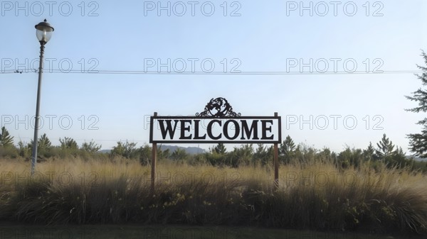 Minimalist bold welcome wording poster, versatile modern wall art design for stylish home entryway, printable greeting décor, AI generated