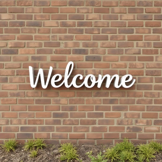 Minimalist bold welcome wording poster, versatile modern wall art design for stylish home entryway, printable greeting décor, AI generated