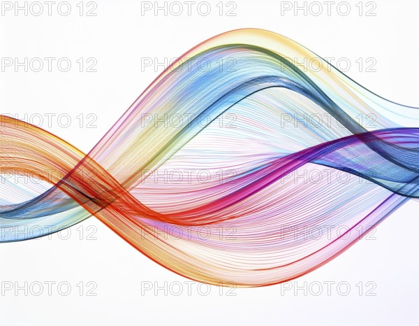 A dynamic graphic with colorful lines that swirl. Design element for technology, science, music or modern concept, AI generated