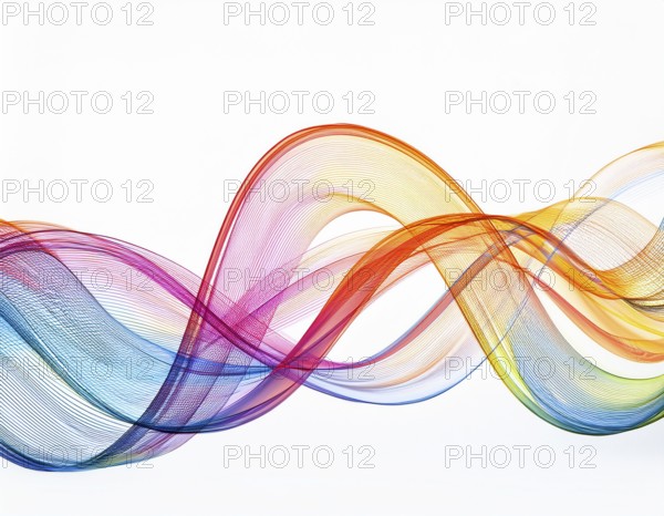 A dynamic graphic with colorful lines that swirl. Design element for technology, science, music or modern concept, AI generated