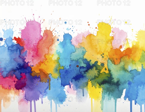 Watercolor splash art on white background, modern abstract poster for stylish décor, creativity, and timeless elegance, AI generated