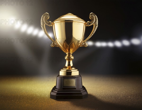 Concept of celebration and achievement. Goal achievement concept.. Winner champion trophy cup, AI generated