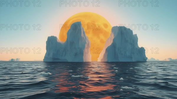 Bring awareness with ocean iceberg art, symbolic decor highlighting fragility of nature and climate change concerns, AI generated
