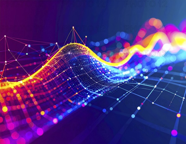Neural network glowing brain wall art poster, abstract digital connections symbolizing intelligence, learning, and futuristic design, AI generated