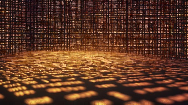 Digital matrix movie screen poster featuring green falling code and futuristic cyberpunk design for modern technology-inspired décor, AI generated