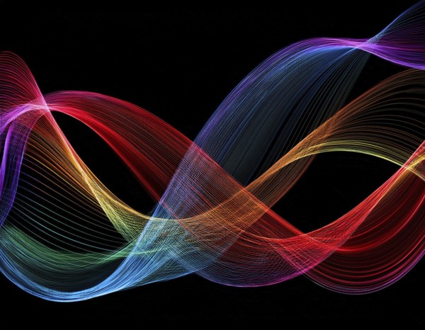 A dynamic graphic with colorful lines that swirl. Design element for technology, science, music or modern concept, AI generated