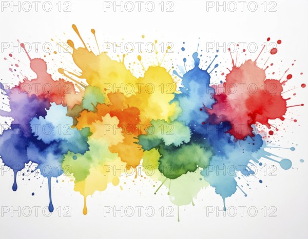 Minimalist watercolor splash poster on white background, an artistic modern décor print for homes, studios, and offices, AI generated