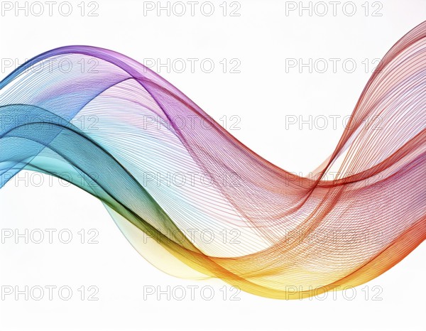 A dynamic graphic with colorful lines that swirl. Design element for technology, science, music or modern concept, AI generated