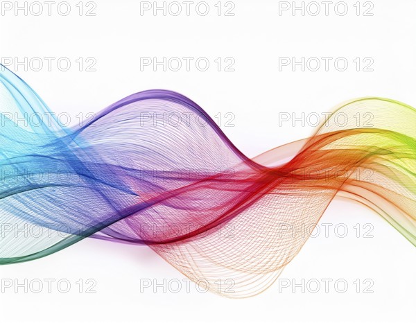 A dynamic graphic with colorful lines that swirl. Design element for technology, science, music or modern concept, AI generated