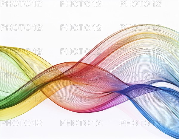 A dynamic graphic with colorful lines that swirl. Design element for technology, science, music or modern concept, AI generated