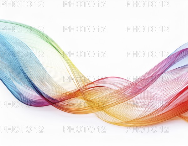 A dynamic graphic with colorful lines that swirl. Design element for technology, science, music or modern concept, AI generated