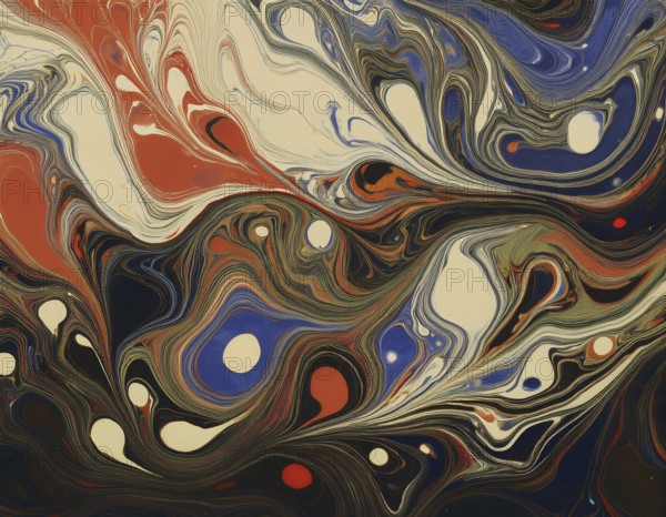 Abstract Marble Waves Acrylic Background. Abstract fluid art with swirling colors and bubbles, creating a dynamic effect, vibrant colors, AI generated