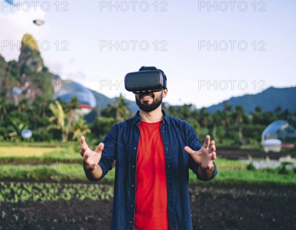 A VR headset user immersed in gaming and metaverse, representing digital entertainment, interaction, and futuristic experiences, AI generated