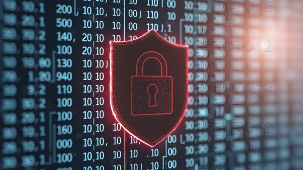 Abstract cyber security image symbolizing data protection, online safety, encryption, and network defense in technology, AI generated