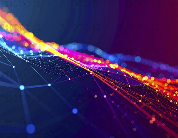 Neural network glowing brain wall art poster, abstract digital connections symbolizing intelligence, learning, and futuristic design, AI generated