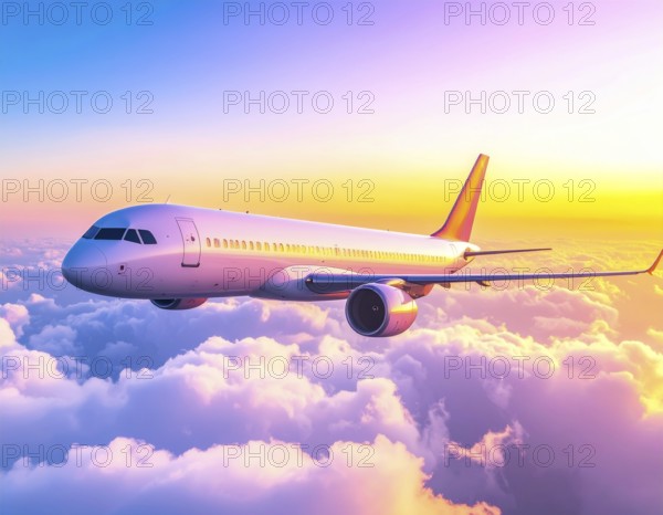 A breathtaking airplane sunset wall art print symbolizing travel, freedom, and modern aviation-inspired dream journeys, AI generated