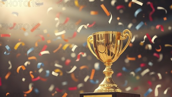 Champion's trophy cup wall poster inspires motivation, symbolizing triumph, glory, and achievement for modern home décor, AI generated