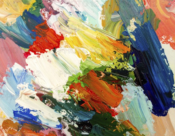 Decorative brush strokes abstract print with vibrant textures and painterly effects, suitable for creative modern wall décor, AI generated