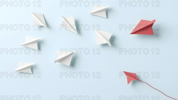 Colorful paper planes arranged in organized pattern, symbolizing creativity, playfulness, imagination, and artistic decorative concepts, AI generated