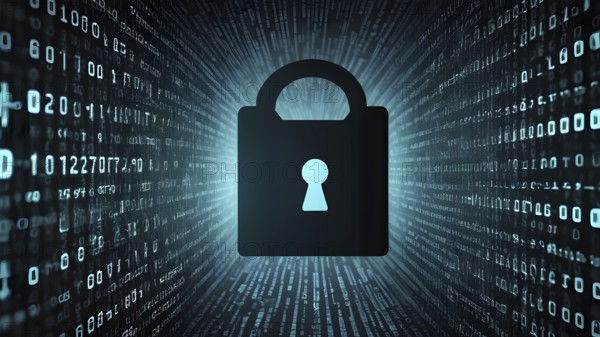 Abstract cyber security image symbolizing data protection, online safety, encryption, and network defense in technology, AI generated