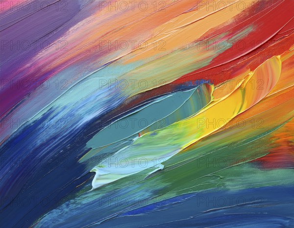 Vibrant rainbow brush strokes create abstract artistic background, blending vivid hues into modern expressive design for inspiration, AI generated