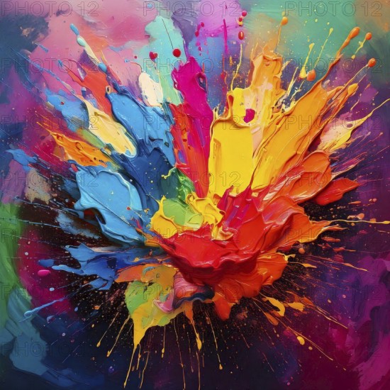 Colorfully painted background with vivid brush strokes and abstract design, symbolizing creativity, expression, and artistic inspiration, AI generated
