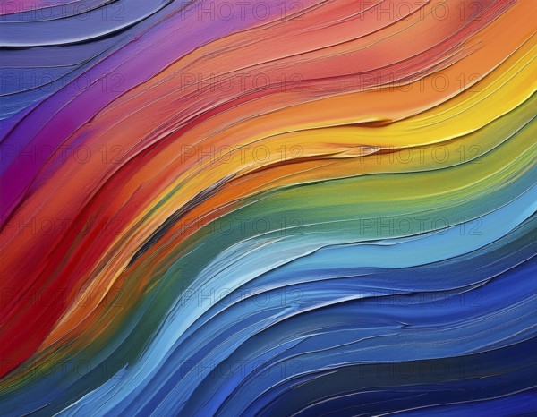 Vibrant rainbow brush strokes create abstract artistic background, blending vivid hues into modern expressive design for inspiration, AI generated