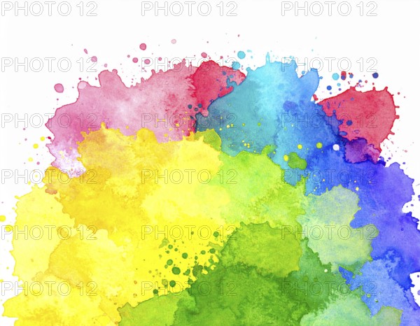 Watercolor splash art on white background, modern abstract poster for stylish décor, creativity, and timeless elegance, AI generated