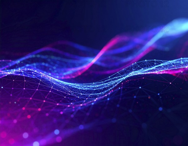 Neural network glowing brain wall art poster, abstract digital connections symbolizing intelligence, learning, and futuristic design, AI generated