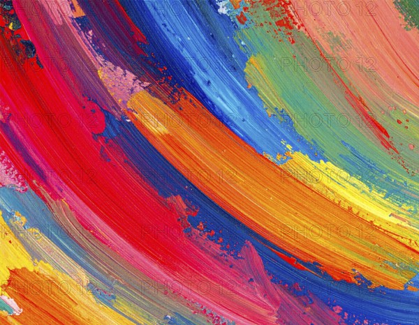 Creative brush strokes abstract poster combining painterly textures and vibrant background, ideal for home and office décor, AI generated