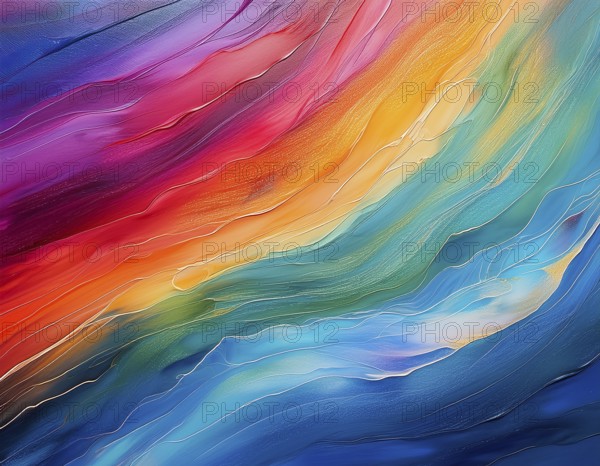 Vibrant rainbow brush strokes create abstract artistic background, blending vivid hues into modern expressive design for inspiration, AI generated