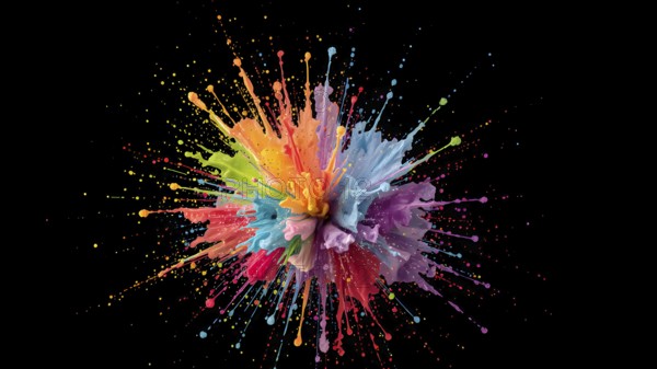 Color dust explosion poster bursting with vibrant energy, abstract powder splash, festival inspiration, and colorful digital décor, AI generated