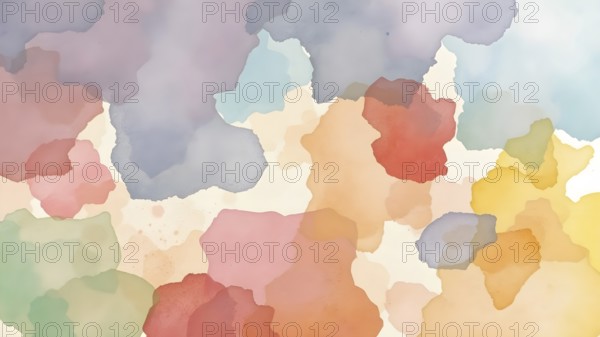 Watercolor pastel brush strokes poster with soft dreamy textures and soothing colors for tranquil interior décor, AI generated