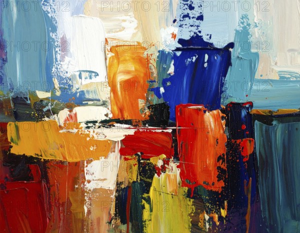 Decorative brush strokes abstract print with vibrant textures and painterly effects, suitable for creative modern wall décor, AI generated