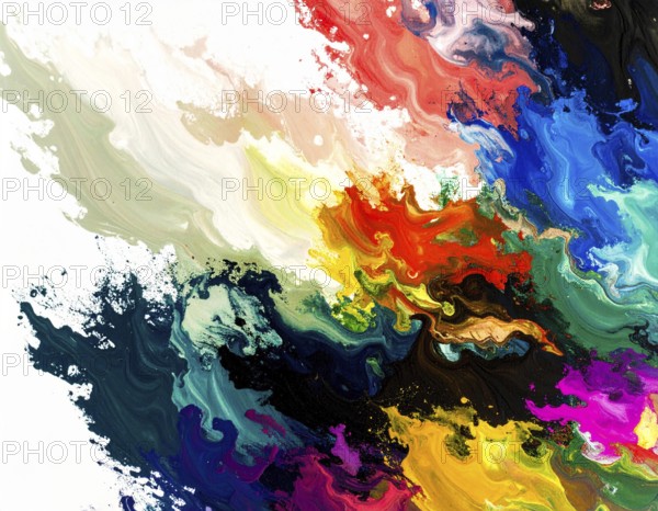 Decorative brush strokes abstract print with vibrant textures and painterly effects, suitable for creative modern wall décor, AI generated