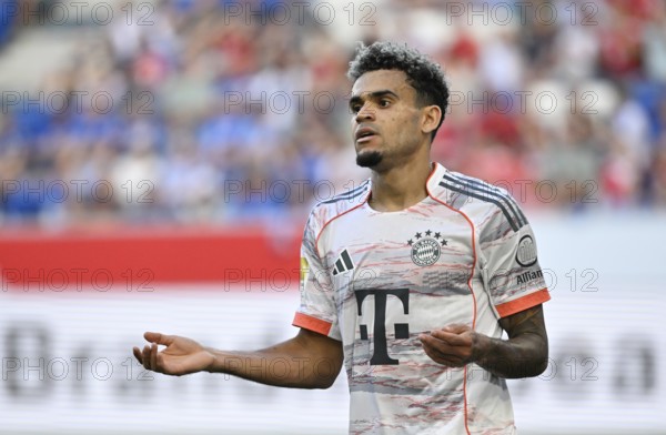 Luis Diaz FC Bayern Munich FCB (14) Gesture Gesture Football Bundesliga, PreZero Arena, Sinsheim, Baden-Württemberg, Germany