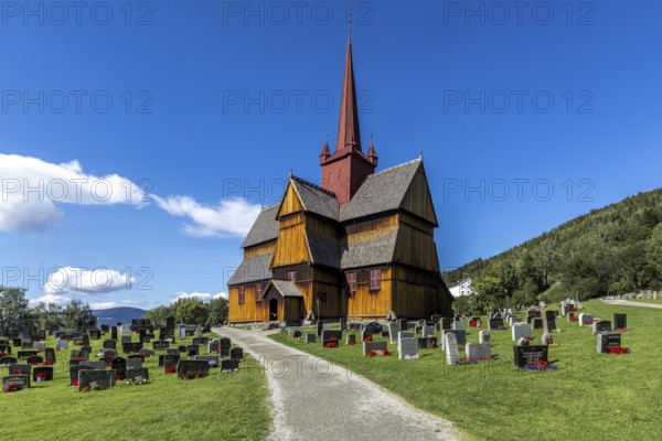 Stave church or Stavkyrkje, Ringebu, Gudbrandsdalen or Gudbrandsdalen, Fylke Oppland, Norway
