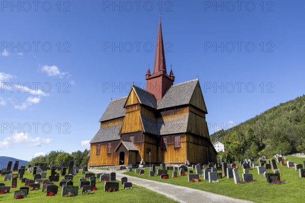 Stave church or Stavkyrkje, Ringebu, Gudbrandsdalen or Gudbrandsdalen, Fylke Oppland, Norway