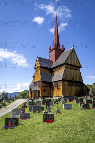 Stave church or Stavkyrkje, Ringebu, Gudbrandsdalen or Gudbrandsdalen, Fylke Oppland, Norway