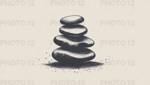 Vintage Hipster Logo Featuring Zen Stones - A Design That Brings Together The Elements Of Zen, Stones, And Hipster Aesthetics, AI generated